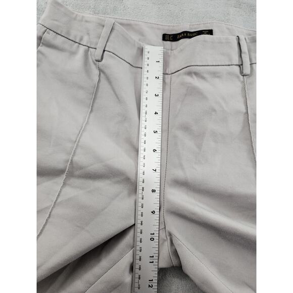 Zara Basic Front Seam Crop Ankle Trouser Pants Size 8 Light Gray Side Zip Office - Picture 5 of 8